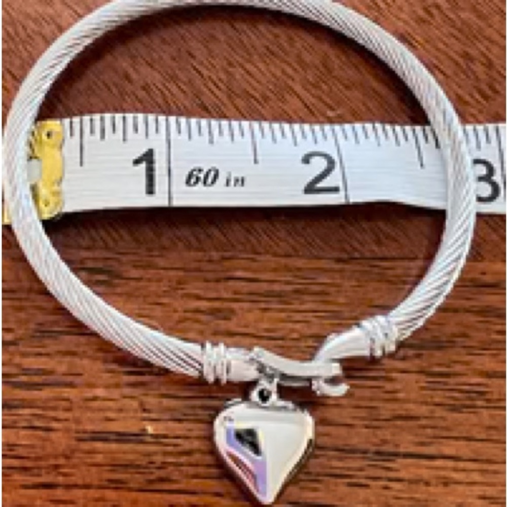 Silver Heart Coil Style Bangle - Picture 5 of 8